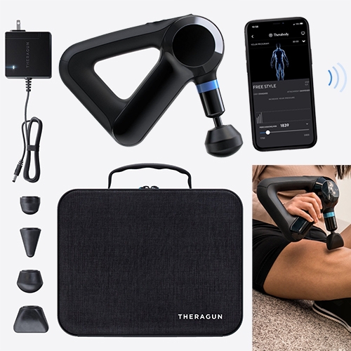 Theragun Elite - ultra-quiet smart percussive therapy device. Like the Dyson of massagers, it's great for workout recovery, but also new parents! Bluetooth pairing with their app makes guided therapy a breeze (The Sleep Routine is NOTCOT recommended!)