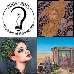 Thinkspace's 10th Anniversary La Familia Show opens tonight! Looks like it is going to be a fantastic show with over 100 artists doing 10×10 inch works on panels provided by Trekell.