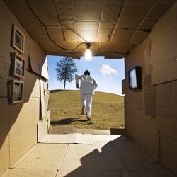 A cool and funny series of photographs by Jay Van Dam, about a man living in a box, until one day ... Revelation ! 