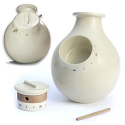 ceramic product for the kitchen by Israeli designers Studio Lama - a vase that incorporates a kitchen timer. Fascinating concept ~ the stick holds it in place!