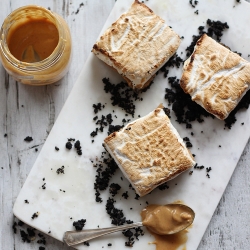 Toasted Marshmallow Peanut Butter Butterscotch Squares with Oreo Cookie Crumb Crust