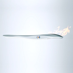 the torch of the Vancouver 2010 Olympic games was created to resemble snow, ice, skiing and skating - or a toke?