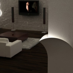 Lighting concept by Billy May blurs the line between wall and light fixture.