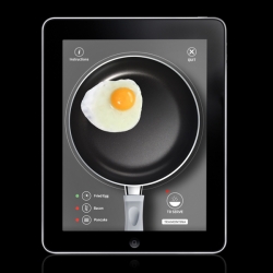 Brazil­ian adver­tis­ing agency DCS cre­ated an inter­ac­tive iPad ad that allows the user to expe­ri­ence how easy it is to cook with Tra­mon­tina Starflon Pan (non stick). With this ad, the user can move the iPad, simulating actual cooking.