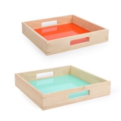 Palm Trays by Smart Living Objects designed by XL Boom. These new accessories are made from rubber wood and are coated with paint.