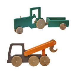 Manny & Simon wooden push toys for kids have adorable trucks and cars!