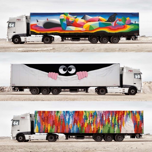 The ‘Truck Art Project‘ is the brainchild of iam Gallery Madrid and businessman and art collector Jaime Colsa. The goal is innovative yet simple: to bring avant-garde art to places where art has not been shown before.