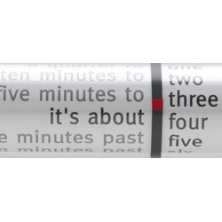 tubular clock tells time with words
