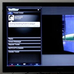 I can tweet from my TV! Here's a look at the Yahoo! Connected TV Twitter widget overlays up close... 