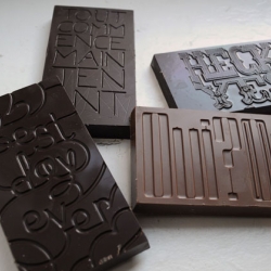  Typographic Chocolate Slabs by Dynamo Montréal.