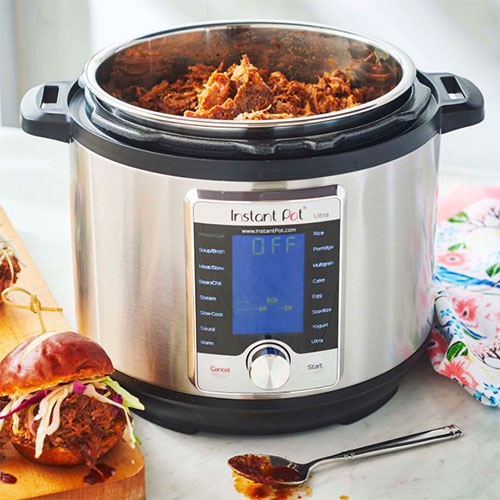 Instant Pot Ultra - the cult pressure cooker, slow cooker, rice cooker, steamer, yogurt maker, sauté pan, warming pot, sous-vide cooker all in one now has even more features like custom temp/pressure settings.