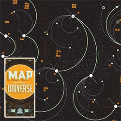 Spencer Charles’ Map Of The Known Universe for the Greenwood Space Travel Supply Co. 30" wide x 20" tall map. Double-sided, four-color offset print on fine 85-lb. paper sealed with a matte fingerprint-resistant finish!