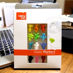 Vacu Vin Glass Markers - Party People!!! These are adorable mini silicon suction cup creatures to mark glasses during your next party! Even cuter in person than i imagined!