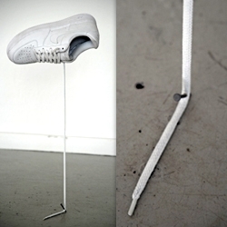 Valentin Ruhry's 'Nike AIR' bronze shoelace sculpture. 