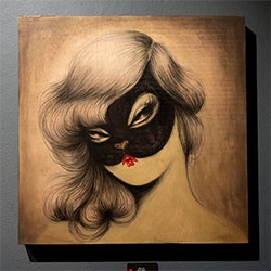A peek at the sultry masked ladies of Miss Van's Wild At Heart solo show at Copro Gallery + the Citizens of Humanity collab tee given away at the opening.