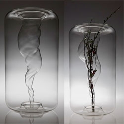 "Tourbillon" vase by parisian designers A+A Cooren. A glass vase whirlwind shaped, which remind us the cycle and movement of water.