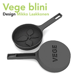Frying pans and Blini pans just for the vegetarians... cast iron pans with leafy textures for everything you make in them ~ discovered during Hardcore Exhibition at ICFF featuring Finnish design