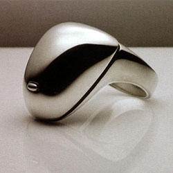 Foundin URBIS magazine, but without a URL. Beautiful stainless steel ring, with  a built-in vibrator, for hmm, relaxation purposes. Designed by Lance McGregor, senior designer for M.A.C. cosmetics 