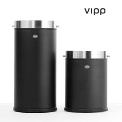 Vipp introduces an Office Line of waste paper bins fitted with discreet casters, making them easy to move around.  In addition, a top ring  elegantly conceals the bin liner.