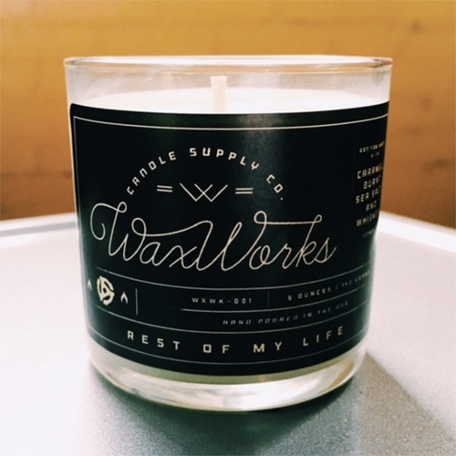 WaxWorks "Rest Of My Life" Candle - smells like burnt caramel, sea salt, and whiskey. Limited edition, hand poured with scents to enhance your listening experience of some of your favorite albums." [Editor's note: Smells AMAZING!]