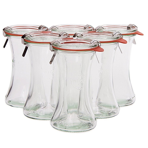 Weck Deli Jars (available in 6.7 and 12.5 oz) have a lovely unique curve to them.