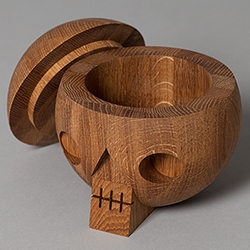Kranium in Oak by Acne Jr. Wooden skull with secret compartment made in Sweden. Also available in pine wood, white and black. 