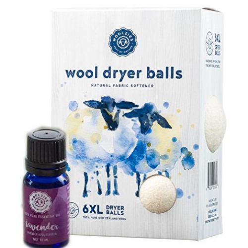 Woolzies Wool Dryer Balls: Natural Fabric Softeners with aromatherapy options. Adorable branding and packaging - look at those water color sheep!