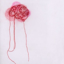 Brain - colored pencil and embroidery