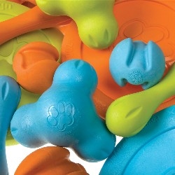West Paw Design makes these recycled dog toys. Awesome colors and shapes. They guarantee that if it breaks, you get a free replacement and the old broken one is re-made into a new toy!